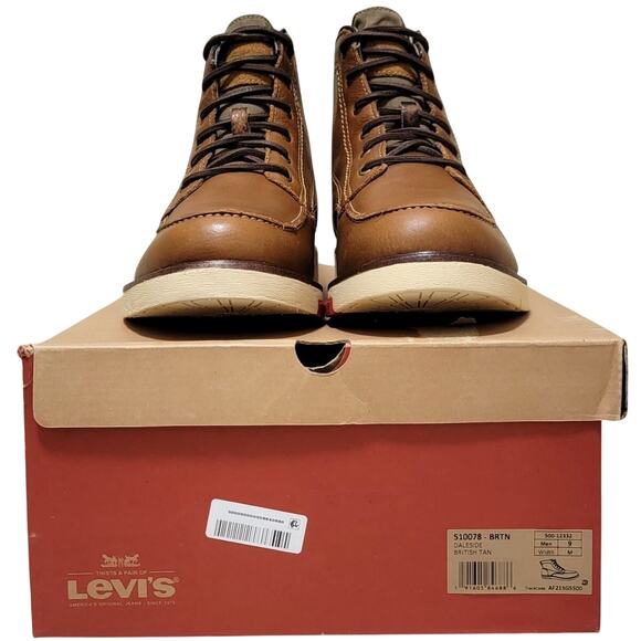 Levi's Men Daleside Classic Hiker Combat Boots Size US 9M British Tan Leather - Picture 5 of 5